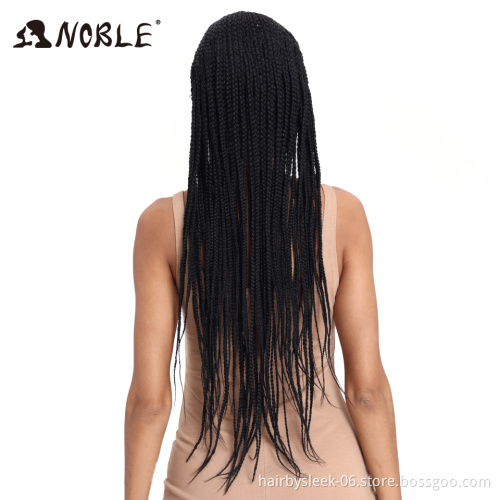 Noble Hair Braided Synthetic Lace Front Wig for Women Free Parting Red Ombre Brown Ponytail Crochet Braid Hair New Style Fashion